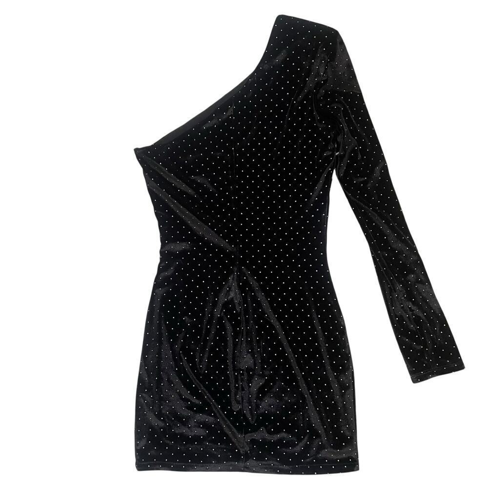 Dress The Population Black Mini Dress One Sleeve Asymmetrical Size XS - Picture 4 of 8